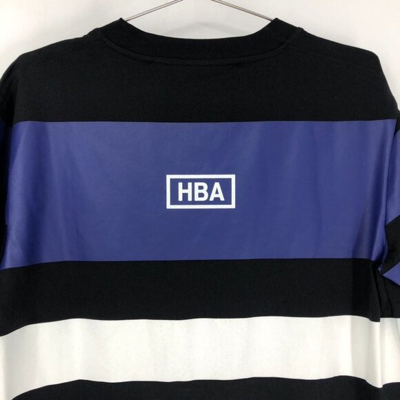 Hood By Air Blue and black/white Colorblock Striped Logo T-Shirt size S - Picture 8 of 16